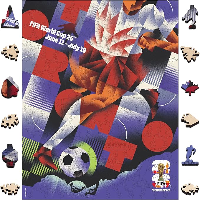 FIFA World Cup 2026 City Puzzle Toronto Poster Wooden Jigsaw Puzzle, 200 Pieces Official Soccer Sports Game Gift for Men Women, Adults Home Decoration Puzzle, 9.3x11.8''