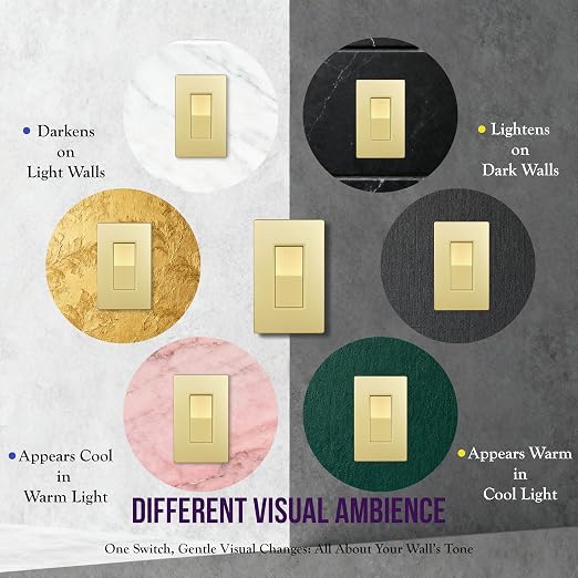 ENERLITES 4-Way Decorator Light Switch, Four Way Paddle Rocker Switch, Gloss Finish, Ground Wire Lead Attached, Residential/Commercial Grade, 15A 120V/277V, UL Listed, 94150-GD2P, Gold (2 Pack)