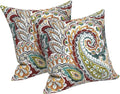 LVTXIII Outdoor Throw Pillows 16x16 Inch, Set of 2 Square Decorative Pillows with Inserts for Patio Furniture, Porch Chair, Garden Sofa, Vibrant Paisley