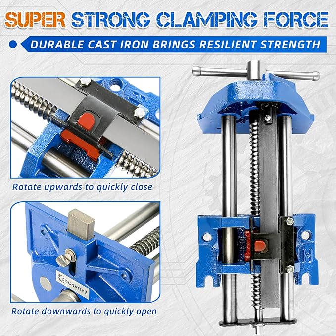7 Inch Woodworking Vise, Heavy-Duty Cast Iron Wood Working Vise Quick Release Lever for Workshop and Home Use