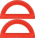 Unjoo Plastic Protractor Math Protractors 180 Degrees for Geometry Classroom Student School Office Supplies, 6 Inch, Pack of 2 (Red)