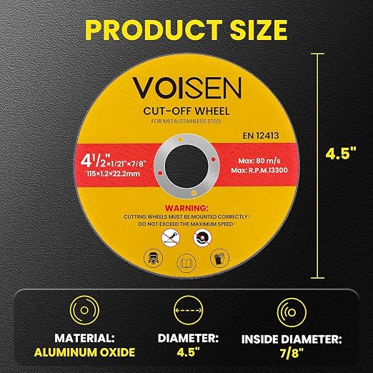 VOISEN 4 1/2 Cut Off Wheel,20 PCS Angle Grinder Cutting Disc 4-1/2" x 1/21" x 7/8" Thin Metal & Stainless Steel Cutting Wheel,Grinder Blades Professional Fast Cutting Disc