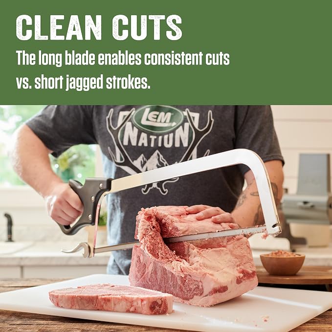 LEM Products 16" Meat Saw with Tightening Cam, Heavy Nickel-Plated Frame, Black Handle
