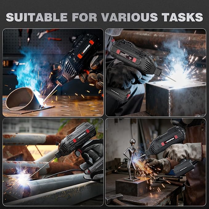 ARCCAPTAIN Handheld Welder, 110V Portable Welding Machine with IGBT Inverter, 120A Stick Welder with Upgraded Ground Clamp, 8FT Power Cord and Handheld Helmet, Fits for 3/32"-1/8" Welding Rods