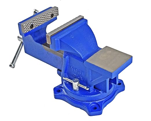 Yost Vises Tool 4-Inch Workshop Duty Bench Vise, Model BV-4, with 120-Degree Swivel Base, Blue
