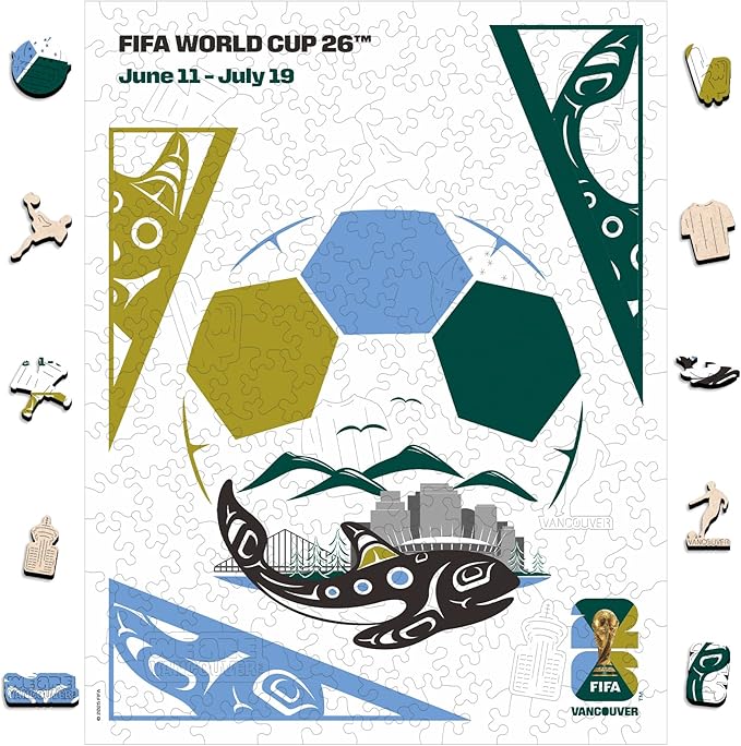 FIFA World Cup 2026 City Puzzle Vancouver Poster Wooden Jigsaw Puzzle for Adults, Official Licensed Soccer Sports Puzzles, 200 Pieces Home Decor Gift for Fans, 9.3x11.8''