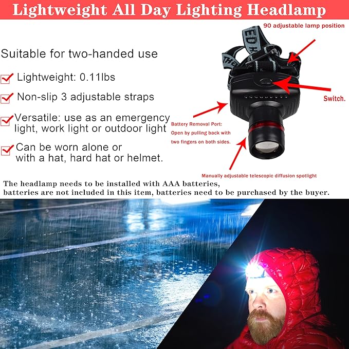 LIANXIN Car Roadside Emergency Kit, with Jumper Cables Automotive Kit,Car Safety Roadside Assistance Kit Headlamp,Tow Straps,Screwdrivers, Rainwear, Gloves.Red