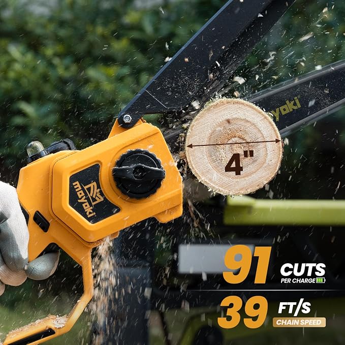 Cordless 8In Chainsaw w/ 4.0Ah Battery and Charger, Compatible with Dewalt 20V MAX Battery, Electric Hand Chain Saw, Auto Oiler, 900W Brushless Motor, for Tree Trimming, Cutting, Purning