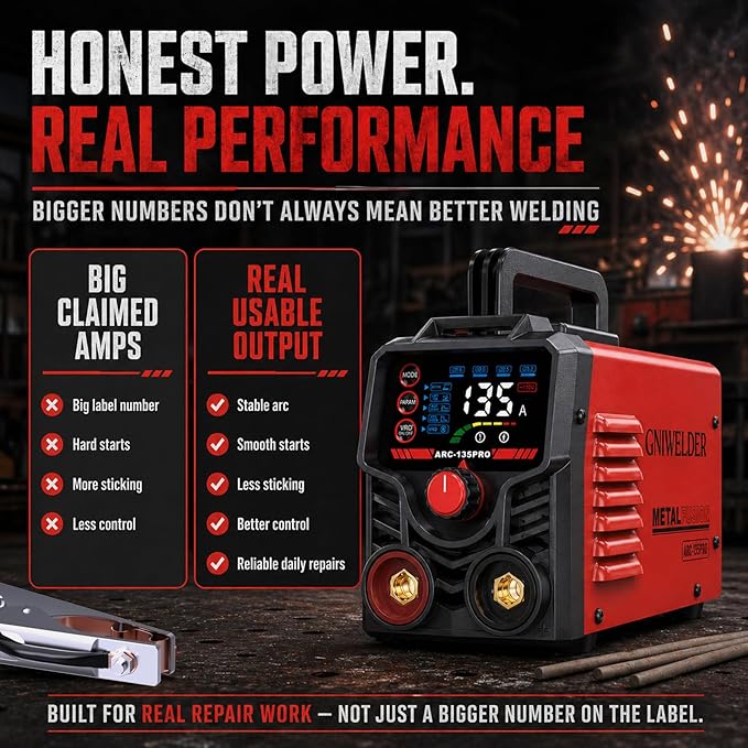 135A Mini Stick Welder 110V – Portable Arc Welder for Home DIY & Household Repairs, Weld 1/16″ to 1/8″ Steel, Easy Arc Start & Anti-Stick for Beginner, Includes Gloves & 20 Rods,4.4 lbs IGBT inverter