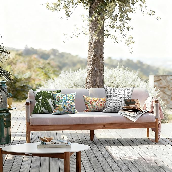 LVTXIII Outdoor Throw Pillows 16x16 Inch, Set of 2 Square Decorative Pillows with Inserts for Patio Furniture, Porch Chair, Garden Sofa, Flower Blue
