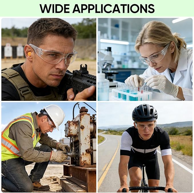 TICONN Clear Safety Glasses for Men and Women, Safety Goggles with Scratch Impact Resistant Meets ANSI Z87.1 Standard