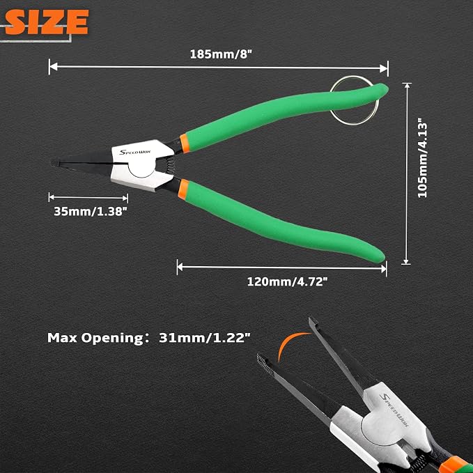 SPEEDWOX Special Angle Tip Lock Ring Pliers 8-Inch Retaining Rings Pliers for Removing Installing Gearshift Locking Rings Spring Loaded Snap Ring Pliers for Removing Installing Locking Rings