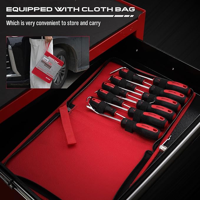 11-Piece Large Hook and Pick Set with Clip Removal Tool, Precision O-Ring Removal Kit for Automotive Mechanic and Electronic Maintenance Car Auto Oil Seal Mini Hooks