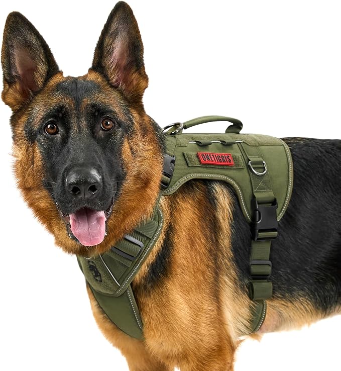 OneTigris No-Pull Easy Control Dog Harness Reflective Vest for Large Dogs | Military-grade 1000D Nylon Tactical Vest – Adjustable Dog Harness with Hook & Loop Panels for Walking, Hiking, Training