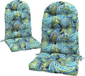 LVTXIII 2 Pack Outdoor Adirondack Chair Cushions, 44x19x4 Inch Water Repellent Patio Cushions for Rocking Chairs, Thick Tufted High Back Seat Cushion Set, Paisley Lapis Green
