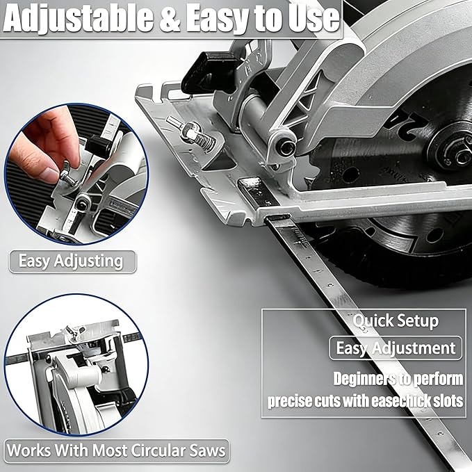 Circular Saw Guide Rail, 20in Positioning Calipers for Circular Saw, Stainless Steel Rip Cut Circular Saw Guide, Adjustable Guide Rail for Woodworking Positioning Cutting