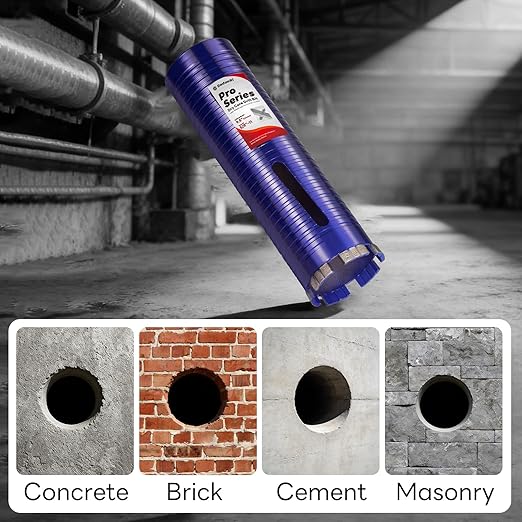 4-1/2" Core Drill Bit with Pilot Bit & Adapters(SDS Plus and 1/2" Hex), 5/8"-11 Thread, 9.5" Depth, Upgraded-Welded Segments Diamond Core Bits for Concrete, Masonry, Brick Block