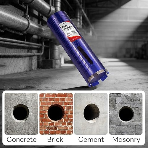 1-3/4" Core Drill Bit with Pilot Bit & Adapters(SDS Plus and 1/2" Hex), 5/8"-11 Thread, 9.5" Depth, Upgraded-Welded Segments Diamond Core Bits for Concrete, Masonry, Brick Block