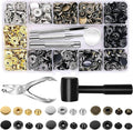 Alritz 120 Sets Leather Snap Fasteners Kit with Hammer Puncher, 12.5mm Metal Button Snaps Press Studs with 4 Setter Tools for Clothes, Jackets, Jeans Wears, Bracelets, Bags