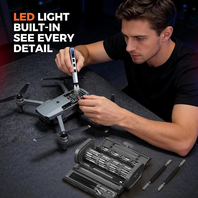 UF-TOOLS Mini Electric Screwdriver, 83 in 1 Cordless Rechargeable Small Power Screwdriver Set with 72 Bits, Led Light and Magnetic Mat, Professional Repair Tool for Phone Glasses Watch Camera Laptop