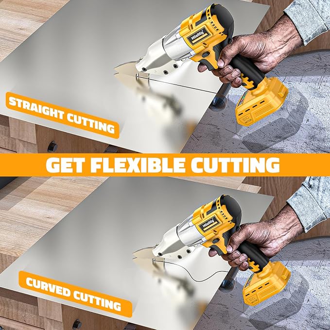 MtiolHig Cordless Sheet Metal Cutter: Sheet Metal Nibbler Compatible with Dewalt 20v Battery - 221 Ft-Lbs Torque Shears - Cuts 18GA Material for Steel, Leather & Carpet(Tool Only)