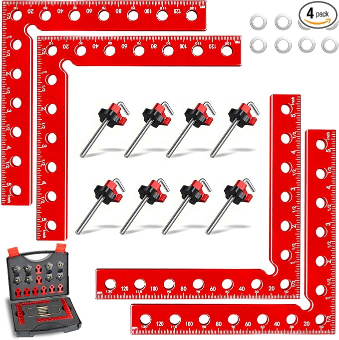 Corner Clamps for Woodworking,4pcs corner clamps With Box, 5.5" Aluminum Alloy 90 degree right angle clamp, Positioning Square Tools for Frame, Cabinets, Drawers,Box.