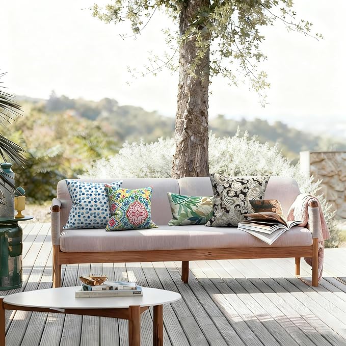 LVTXIII Outdoor/Indoor Throw Pillows, Decorative Throw Pillows with Inserts, 18"x18" Square Pillows for Bed, Couch, Sofa and Patio Furniture, Set of 2, Brush Blue