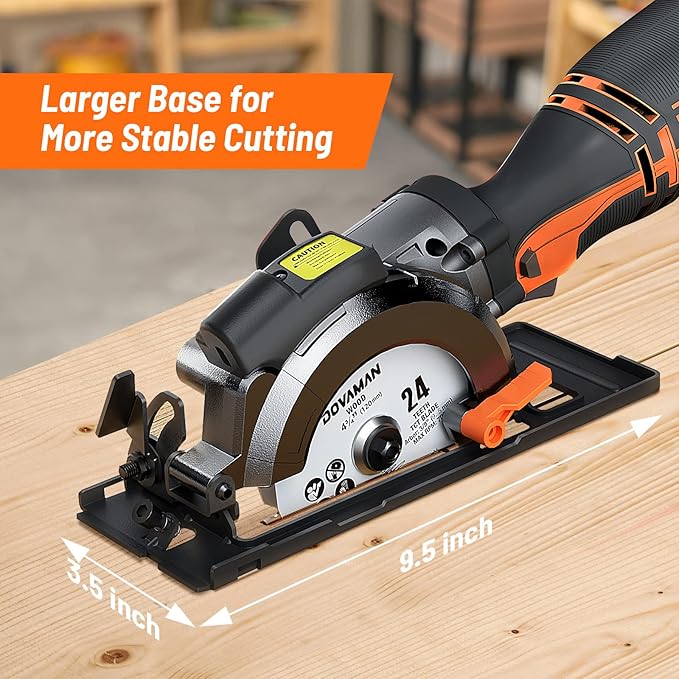 DOVAMAN Circular Saw, 5.8A 4-1/2" Circular Saw w/Laser, Metal Auxiliary Handle, 6 Blades (4½", 4¾"), Cutting Depth 1-11/16" (90°), 1-3/8" (45°), Ideal for Wood, Soft Metal, Plastic, Tile - MCS01A
