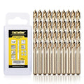 CaRoller 1/4 Inch Cobalt Drill Bit Sets,10 Pack 135 Degree Tip of M35 Length Twist Drill Bits with Storage Case for Hard Metal, Stainless Steel, Cast Iron, Wood and Plastic (1/4"-10pcs-M35)