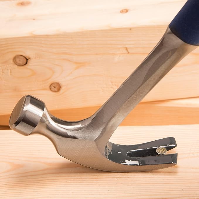 ESTWING Hammer - 16 oz USA Made Curved Claw Hammer with Smooth Face & Shock Reduction Grip - E3-16C