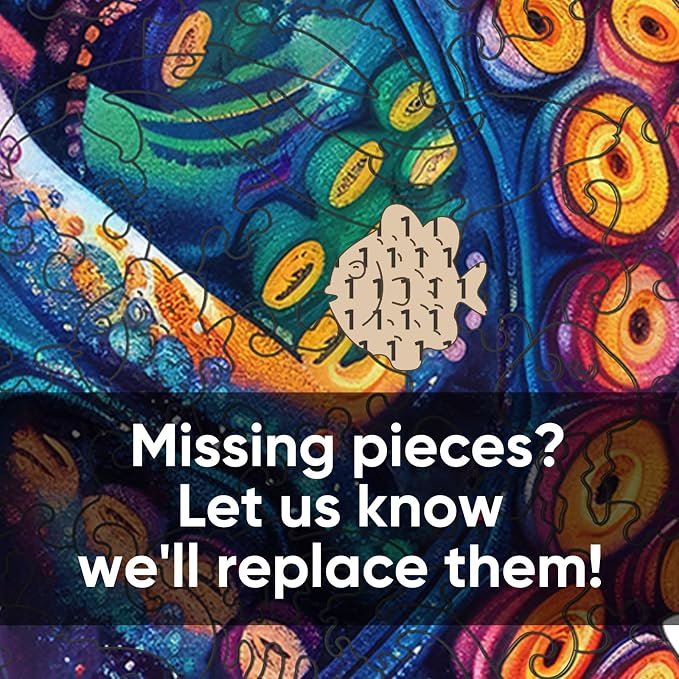 Qiuenisray Wooden Puzzle for Adult, 50 Piece Octopus Puzzle Ages 6-12 | Jigsaw Puzzles for Kid, Beautiful Wood Octopus Puzzle, Gifts for Family Game 6.5x6.5 in Children Gift for Boy Girl Ages 8-12
