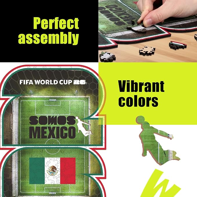 FIFA Mexico 26 Wooden Puzzle for Adult, 200 Pieces Irregular Shape Puzzle, 5MM Thick,Creative Collectible Gift for Fans, Officially Licensed Product, 9.3 x 12