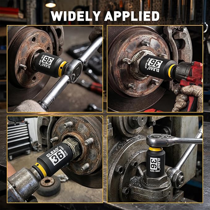 ELEAD 36mm Socket 1/2" Drive Deep Impact Socket, Metric 6 Point 1/2-inch Drive Impact Axle Nut Sockets, CR-MO Nut Socket Set, Oil Filter Sockets, Tools for Easy Removal of Axle Shaft Nuts