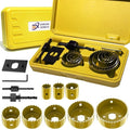 12-Piece Hole Saw Kit, Includes 8 Sizes (3/4" to 2-1/2"), Arbors, Drill Bits, and Hex Key, Ideal for Softwood, Plywood, and PVC（Yellow）