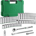 SK 1/4" Drive Socket Set with 216-P Ratchet, 50-Piece, SAE & Metric Sockets | Quick-Release Ratchet, SuperKrome Finish, Premium CR-V Steel, Heat Treated, with Storage Suitcase