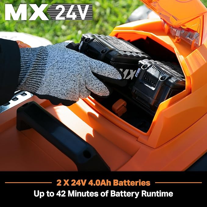 LawnMaster CLMF4817E 48V MAX Brushless Mower with 2X24V MAX 4.0Ah Battery and a Dual Charger