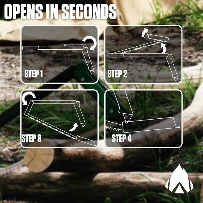 AGAWA - BOREAL15-15 Inch Folding Saw with All-Purpose Saw Blade - Camping Gear For Hiking, Fishing, Hunting, Bushcraft & Survival Kit (Black Frame/Green Handle)