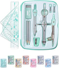 Mr. Pen- Geometry Set, 13 pcs, 3 Metal Compasses, Protractor, 6" Ruler, 45° & 30°/60° Set Squares, Pencils, Lead Refills, Sharpener & Eraser for Math, Drafting & Classroom Use