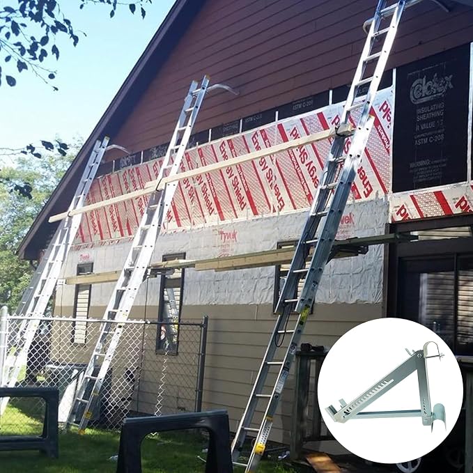 Ladder Jacks Scaffold Bracket - Two-Rung Short Body Extension Ladder Jack for Working 20 inch Stage 2 Pack