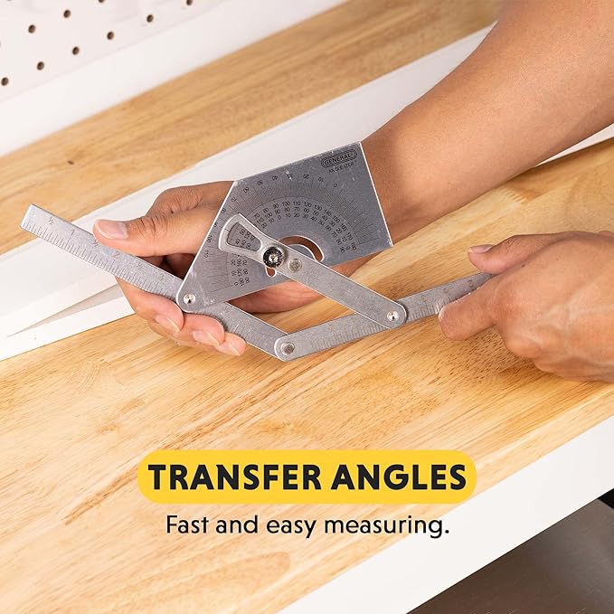 General Tools Protractor and Angle Finder #39, Stainless Steel, Outside, Inside, Sloped Angles, 0° to 180°