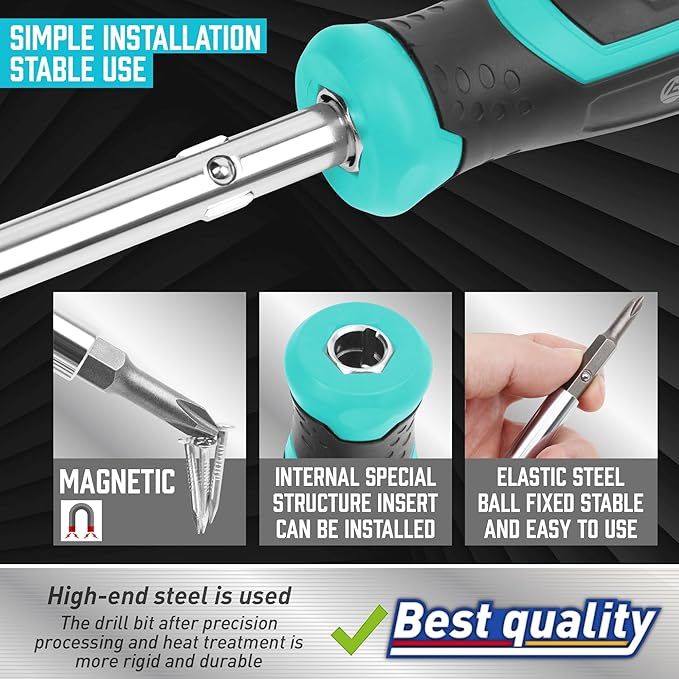 Amartisan 18-in-1 Multi-bit Screwdriver Set Tool All in One, Portable Multi-Purpose Screwdriver, Slotted/Philips/Pozi/Torx/Square,Nut Driver