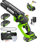 Mini Chainsaw Cordless, 6 Inch Electric Chainsaw with 2 Battery, Handheld Battery Powered Chain Saw with Auto Oiler, Garden Tools Saw for Wood Cutting Tree Cutter, Holiday Gifts for Men, Dad, Husband