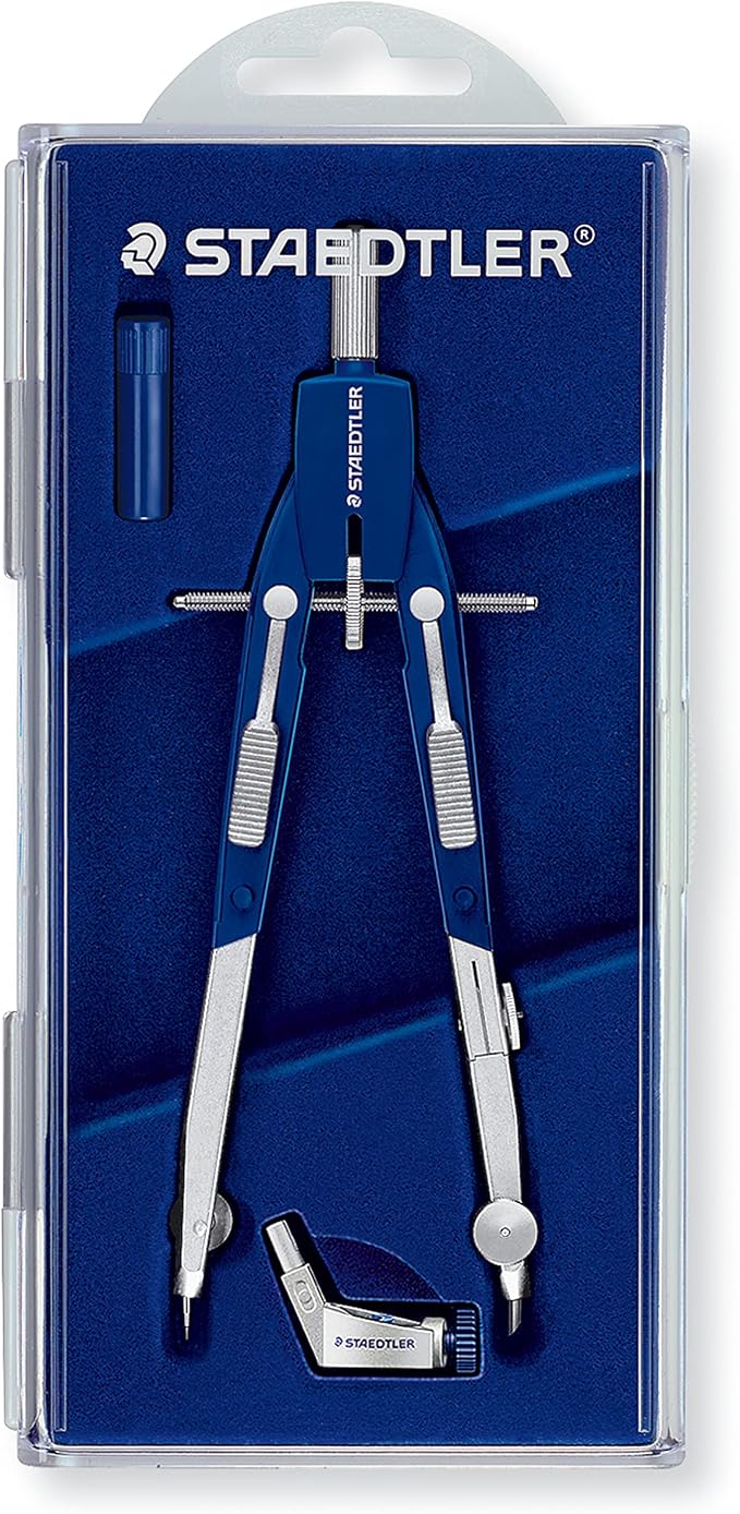 STAEDTLER Mars Comfort Metal 6" Compass Set with Case, Adaptor & Lead
