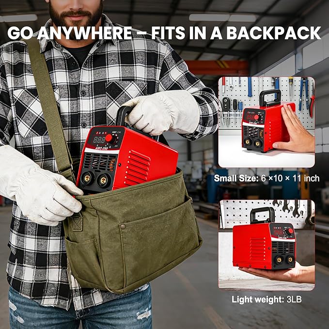 Wrdlosy-MINI Portable Stick Welder 250Amp, 110V Welding Machine with 20PCS Rods & Gloves – Compact Arc Welder Kit for Beginners, Home DIY, Metal Repairs (Iron, Steel, Stainless Steel)