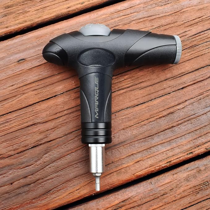 MARQUE Adjustable Bike Torque Wrench – 4, 5, 6 Nm Dial Portable Mini Bicycle Multitool Allen Key Tool, includes 3, 4, 5 mm Hex, T 25 Tool Bits – Repair Your Road and MTB at Home Garage - Cyclist Gift