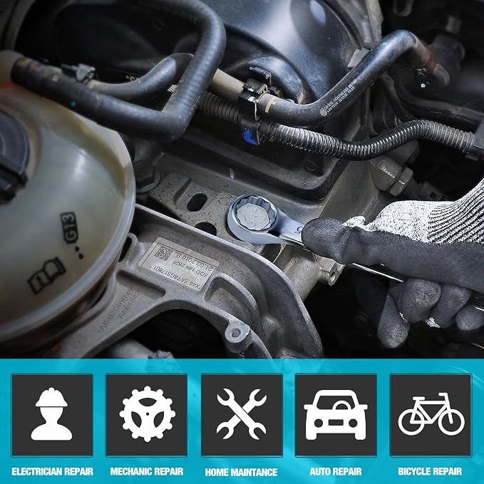 DURATECH 15mm Combination Wrench, Metric | CR-V Constructed, Mirror Polish, 12-Point, 15-Degree Offset