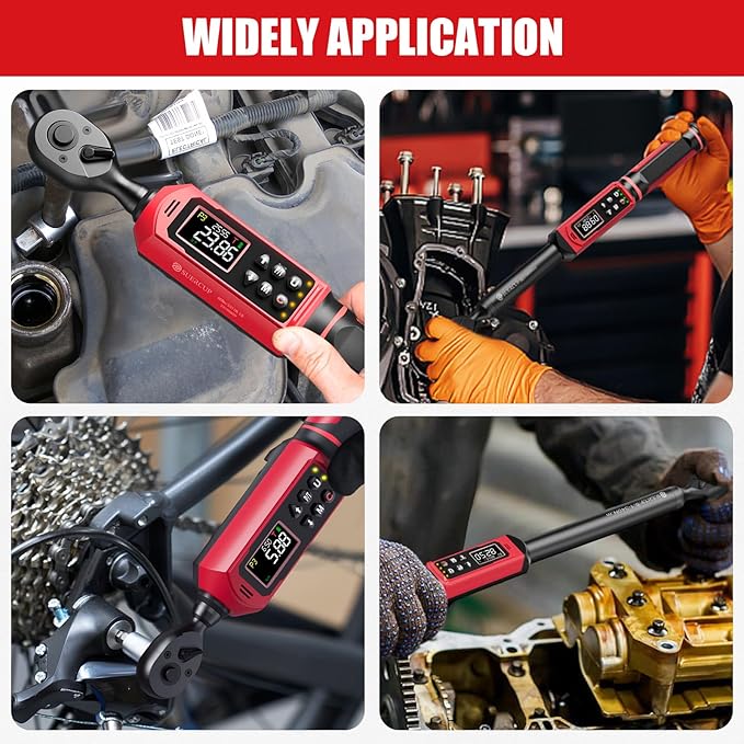 SUERCUP 3/8"&1/2" Digital Torque Wrench Set(0.66-44.29Ft.Lb/0.9-60N.m&3.8-250.8Ft.Lb/5.1-340Nm), ±1% Accuracy with Vibration, Buzzer,LED Notification and Five Units of Measure, for Car,Moto, DIY