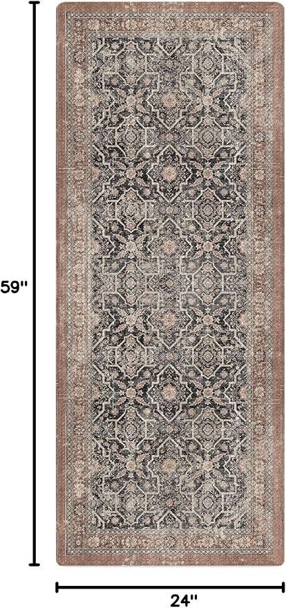 Color&Geometry Anti Fatigue Kitchen Mats for Floor 24x59, Vintage Decor, Easy Clean, Waterproof & Oil Proof, 0.4" Thick Cushioned, Non-Slip Kitchen Runner Rug for Sink, Laundry, Office, Black