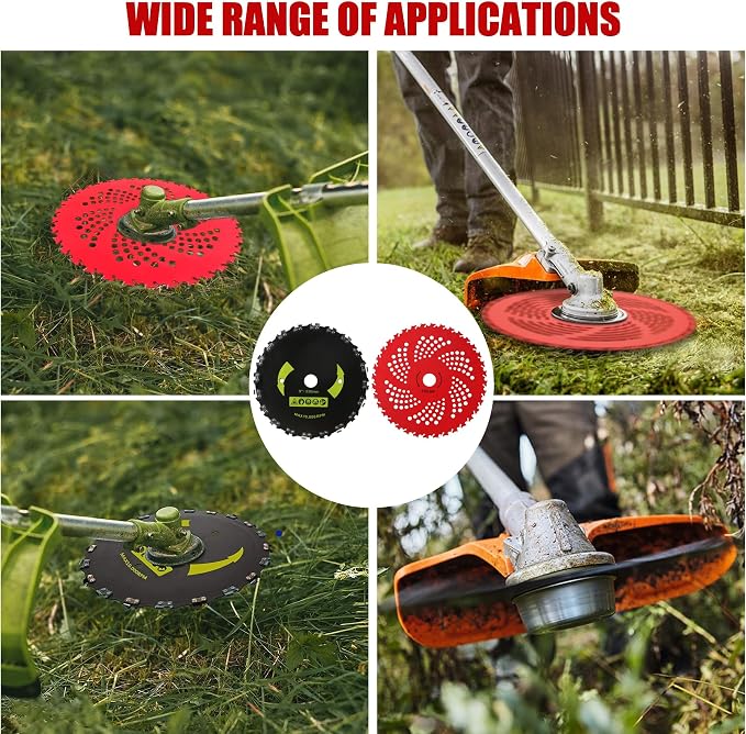 9"x20 Teeth Steel Round Brush Blades Carbon Chainsaw 9"x36T Cutter Weed Eater Blades - Universal Adapter Kit with 3 Round Files Compatible with Brush Cutter, Trimmer, Weed Eater, Stihl, Husqvarna, Ego