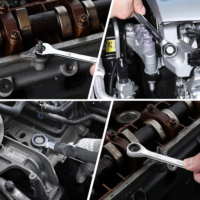 WORKPRO 22 PCS Ratchet Combination Wrench Set with Tool Box, Mirror Polish | with Organizer Box, Metric 6-18mm & SAE 1/4-3/4", 72-Teeth, For Home Project, Auto Repair, Plumbing, Construction, Machinery